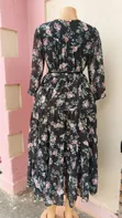 Elegant Black Floral Midi Dress - 2