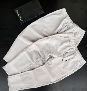 Cream-Colored Fleece Jogger Sweatpants