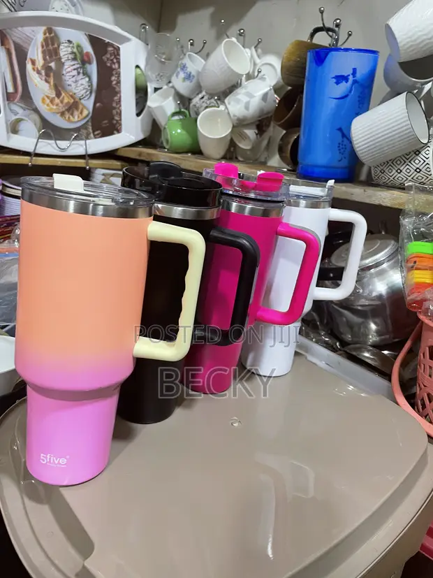 Stainless Steel 1Lt Travel Mug With Straw - 1