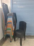 Stylish Stackable Plastic Dining Chairs (Black) - 2