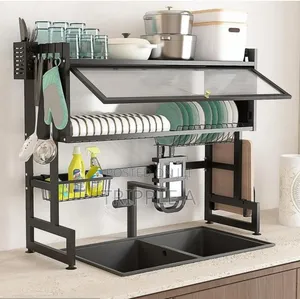 Multipurpose Over Sink Dish Drying Rack with Cutlery Holder