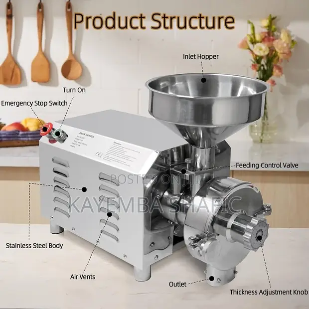 Commercial Electric Grain Grinder 2.2kW Dry Powder Mill - 1