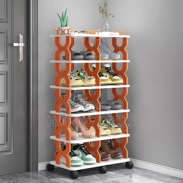 6-Tier Multi-Functional Mobile Shoe Storage Organizer - 1