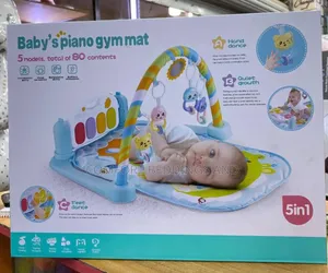 5-in-1 Baby Piano Gym Mat - Blue