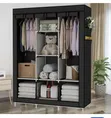 Metallic Wardrobe - 3 Columns, Black - 2