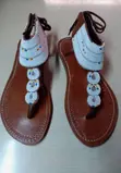 Elegant White Leather Masai Sandals - 1