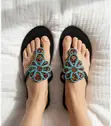 Elegant Masai Leather Sandals - Blue - 2