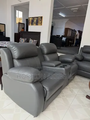 Premium 7-Seater Black Leather Sofa