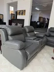 Premium 7-Seater Black Leather Sofa - 1