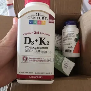 21st Century Vitamin D3 + K2 (5000 IU, MK-7) 120 Capsules