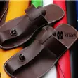 Men's Genuine Leather Sandals - Brown - 1