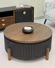 Modern Round Table - Coffee Brown - 2