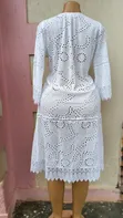 Elegant White Embroidered Lace Dress - 2