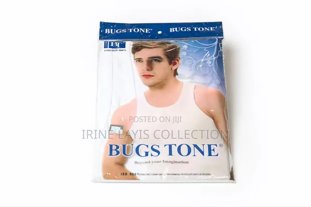 Bugs Tone Men's White Cotton Tank Top / Sleeveless Vest - 1
