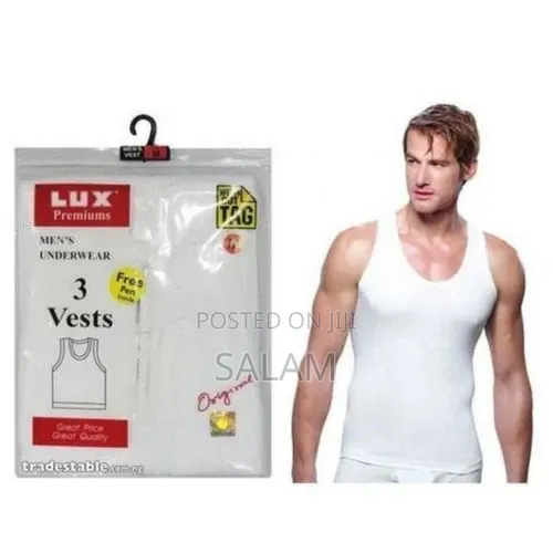 Unisex Lux Premium Cotton Vests - 3 Pieces (White) - 1