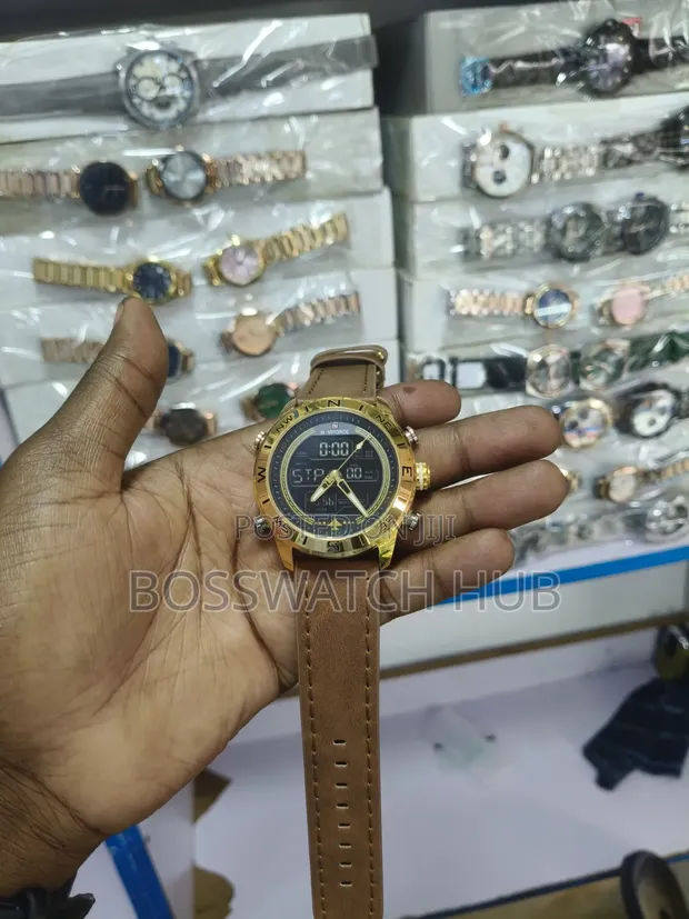Naviforce Brown Leather Strap Watch - 1
