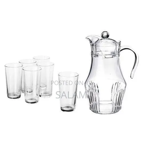 Set of 6 Drinking Glasses with 1 Glass Jug - Transparent - 1