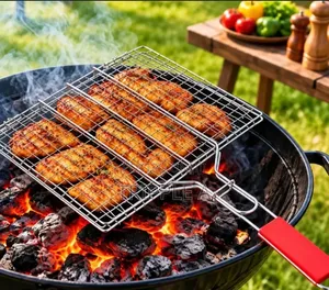 Stainless Steel Triple Fish Grilling Basket