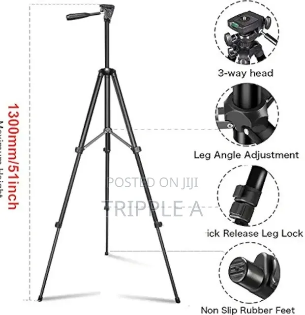 Extendable Lightweight Aluminum Tripod with Phone Holder - 1