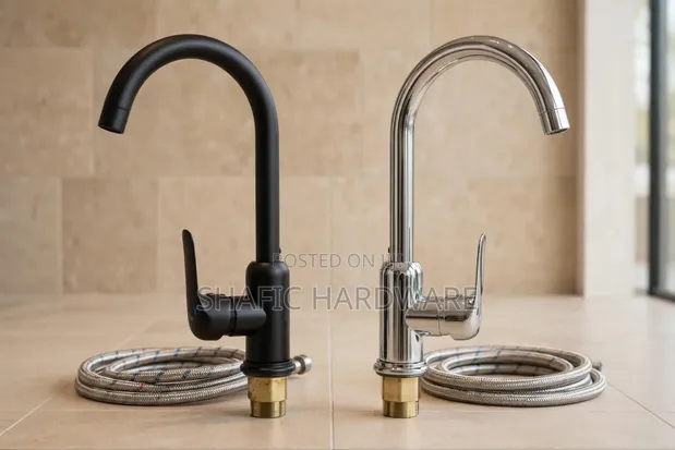 Heavy Duty Sink Mixer Taps - Black or Silver - 1
