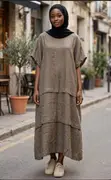 Casual Taupe Layered Tunic - 2