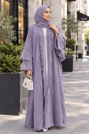 Detailed Open Lilac Abaya