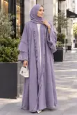 Detailed Open Lilac Abaya - 1