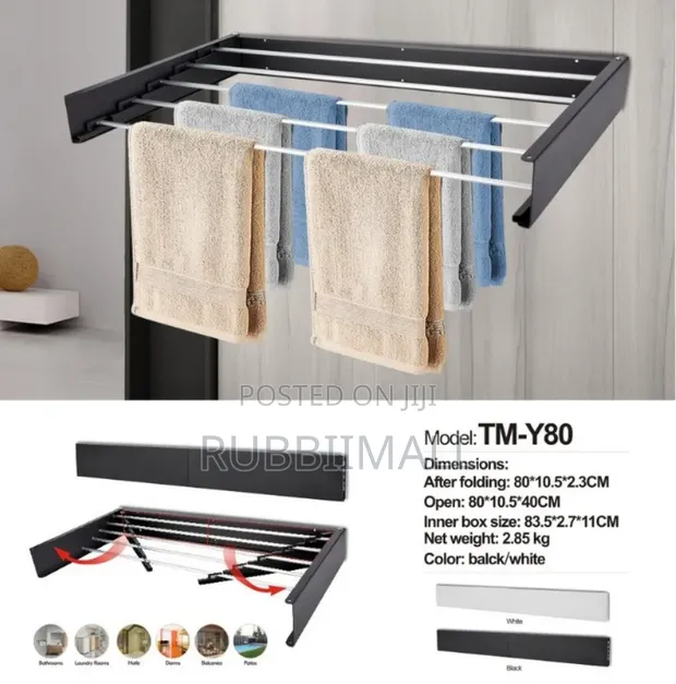 Wall-Mounted Metal Folding Towel & Clothes Drying Rack - 1