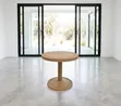 Brown Round Plastic Pedestal Table - 1