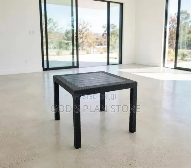 Black Square Plastic Dining Table - 1