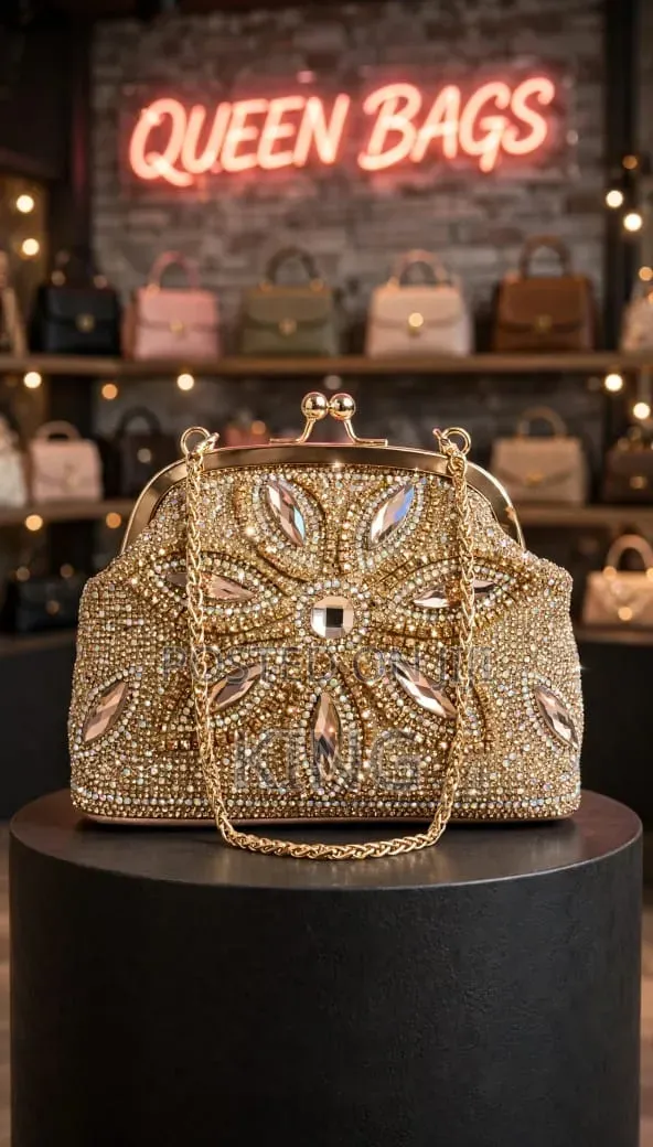 Rhinestone-Embellished Clutch Bag - 1