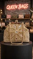 Rhinestone-Embellished Clutch Bag - 1