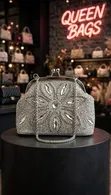Rhinestone-Embellished Clutch Bag - 5