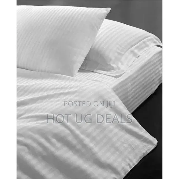 6x6 Egyptian Cotton Bedsheet Set - White Striped - 1