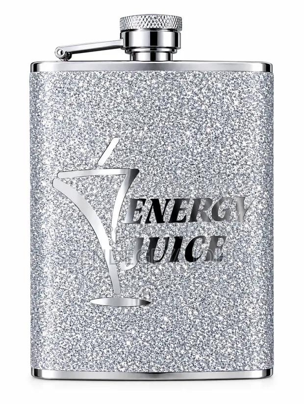 Silver Glitter Stainless Steel Hip Flask - 1