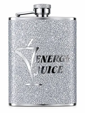 Silver Glitter Stainless Steel Hip Flask