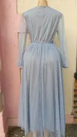 Elegant Blue Polka Dot Maxi Dress - 2