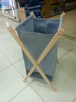 Foldable Laundry Basket with Fabric Bag & Wooden Stand - 3