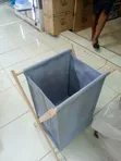 Foldable Laundry Basket with Fabric Bag & Wooden Stand - 4