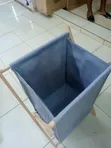 Foldable Laundry Basket with Fabric Bag & Wooden Stand - 5