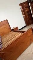 4x6 Mahogany Bed with Drawers and Mattress - 1