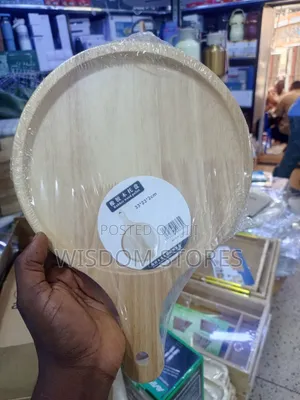 Round Rubberwood Serving Tray & Pizza Paddle (40x28x2cm)
