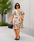 Elegant Green Shirt Dress with Abstract Print - 5