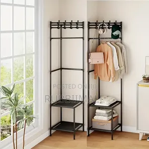 Freestanding Metal Corner Clothes and Storage Rack (190x48cm)