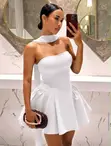 Sexy Strapless Ruffle Mini Party Dress - 2