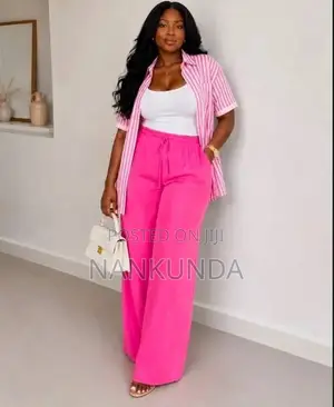 Ladies Linen 3-Piece Set - Wide Leg Pants
