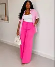 Ladies Linen 3-Piece Set - Wide Leg Pants - 1