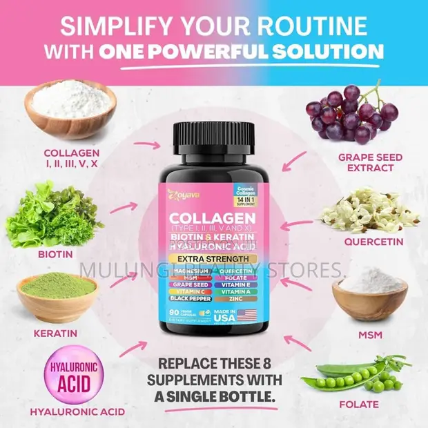 Zoyava Multi Collagen Peptides Capsules 14-in-1 Extra Strength USA - 1