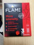 Flame Premium Condoms - Ribbed & Dotted Strawberry (3 Pack) - 2