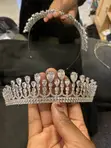Luxury Silver Crystal Teardrop Bridal Crown - 3